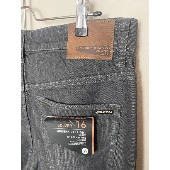 NWT Volcom Solver Denim Jeans Modern Straight Men’s Size 32x32 Gray - Picture 8 of 10